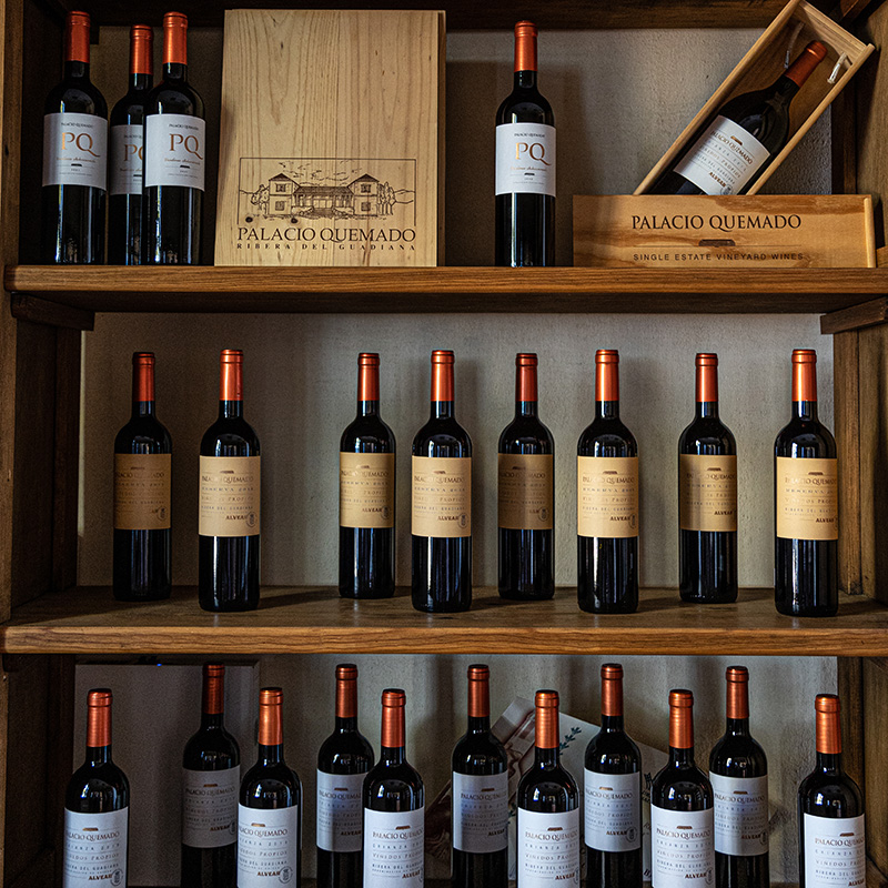 Vinos Alvear en una estantería